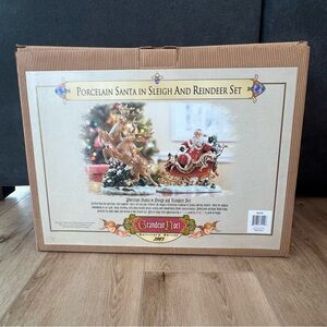 Grandeur Noel Collector’s Edition 2003 Porcelain Santa, sleigh, reindeer set